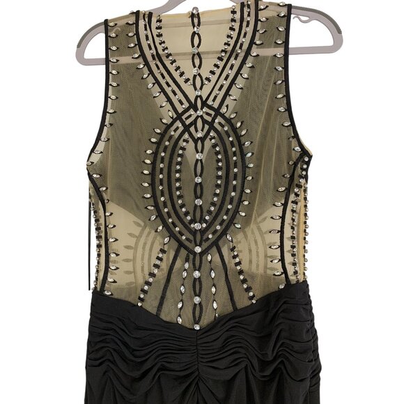 Cache Black Beaded Mesh & Jersey Evening Gown Size 8 RF10611 NWT $458 Formal - Picture 3 of 15